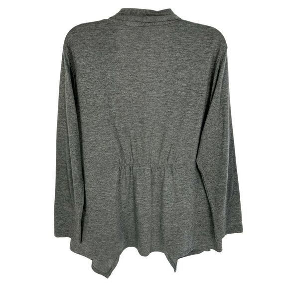 Natori Gray Long Sleeve Lightweight Waterfall Open Cardigan Sweater Women Large - Picture 2 of 5